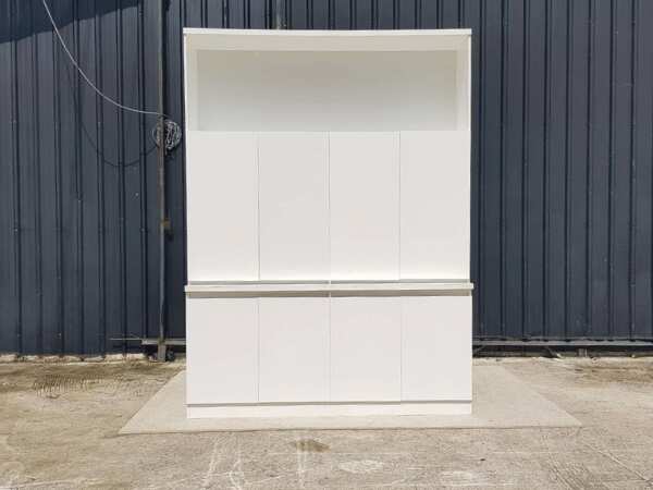 White 8-door wooden filing cabinet