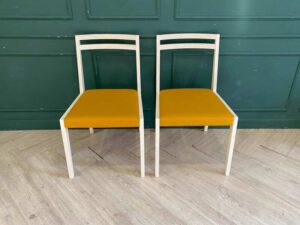 Chair frame wooden upholstery fabric yellow