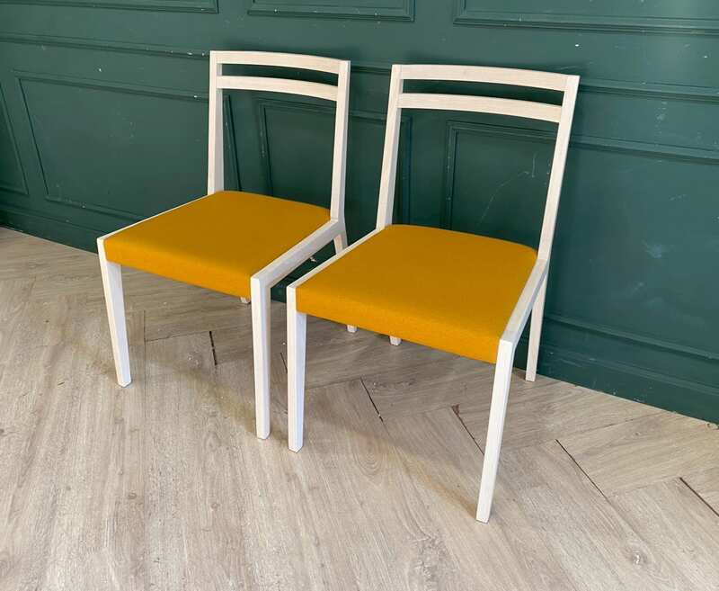 Chair frame wooden upholstery fabric yellow