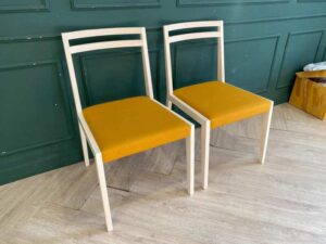 Chair frame wooden upholstery fabric yellow