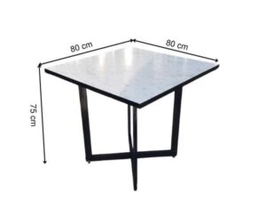 Dining table, steel legs, wooden top, grey, 80 cm