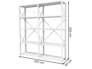 5-shelf steel shelf, 2 compartments, gray