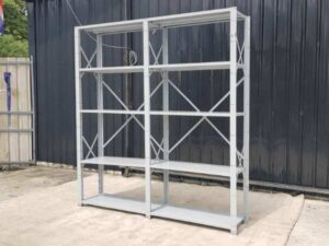 5-shelf steel shelf, 2 compartments, gray