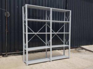 5-shelf steel shelf, 2 compartments, gray