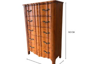 5-Drawer Wooden Chest in Vintage Style with Classic-Patterned Iron Handles (1)