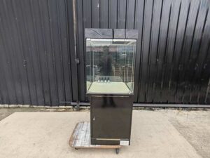 Tall rectangular glass display cabinet