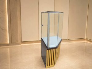 Tall Pentagonal Glass Display Cabinet
