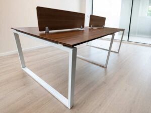 4-Seater Workstation (Brown) with Wooden Partitions