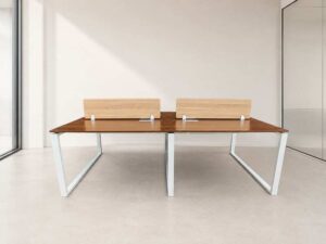 4-Seater Workstation (Brown) with Wooden Partitions