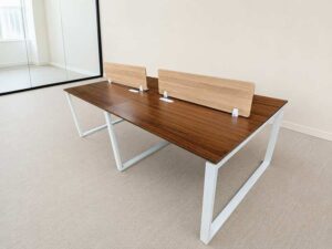 4-Seater Workstation (Brown) with Wooden Partitions