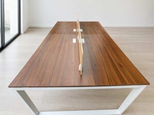 4-Seater Workstation (Brown) with Wooden Partitions