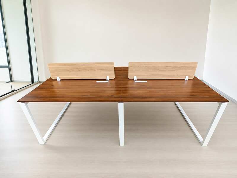 4-Seater Workstation (Brown) with Wooden Partitions