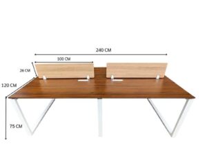 4-Seater Workstation (Brown) with Wooden Partitions