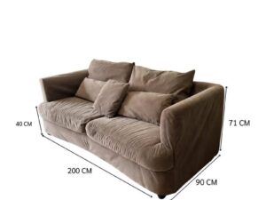 Brown 2-seater sofa with 5 cushions