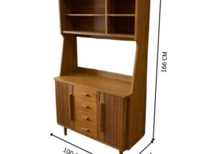 Teak display cabinet with 2 doors and 4 drawers (1)