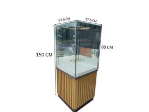 Tall square display cabinet with one storage compartment