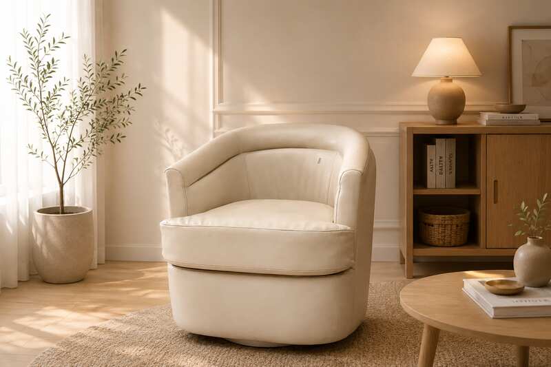 Modern style white leather armchair (1)