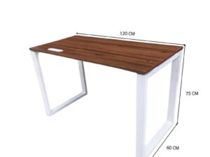 Brown desk with metal legs