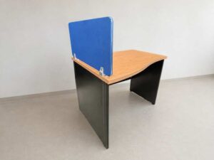 Wooden desk, curved design, with cable holes, 100 cm_K3SCFKSJB5