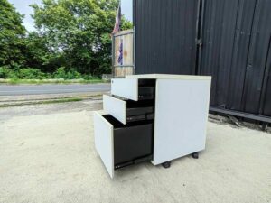 White 3-drawer mobile unit with wheels.