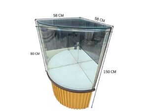 Tall triangular glass display cabinet