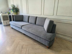 Modern Gray 4-Seater Fabric Sofa with Full Surround Back Cushions
