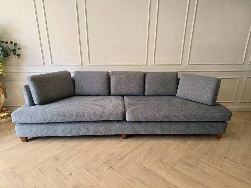 Modern Gray 4-Seater Fabric Sofa with Full Surround Back Cushions