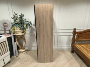 Modern Tall Plywood Wardrobe with Light Oak and Black Finish