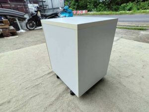 White 3-drawer mobile unit with wheels.