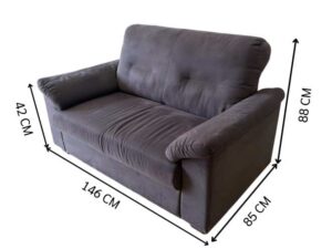 IKEA 2-seater sofa, dark grey fabric upholstery, modern style.