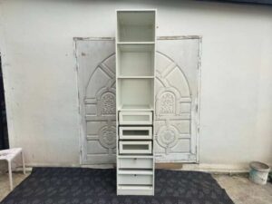 IKEA PAX Tall Wardrobe, White, with Shelves, Glass-Front Drawers, and LED Lighting