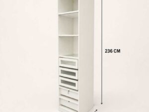 IKEA PAX Tall Wardrobe, White, with Shelves, Glass-Front Drawers, and LED Lighting