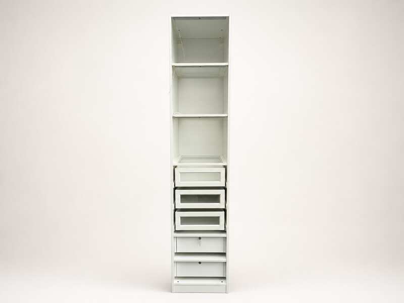 IKEA PAX Tall Wardrobe, White, with Shelves, Glass-Front Drawers, and LED Lighting