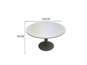 Round table with steel legs and white wooden top (1)