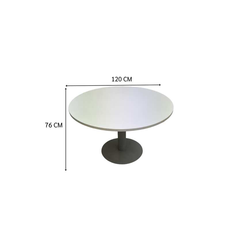 Round table with steel legs and white wooden top (1)