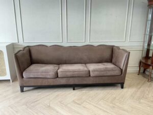 Brown 3-seater sofa with stud detailing along the edges (1)