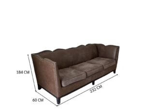 Brown 3-seater sofa with stud detailing along the edges (1)