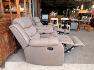 3-Seater Sofa with Soft Brown Fabric Upholstery (1)