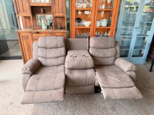 3-Seater Sofa with Soft Brown Fabric Upholstery (1)