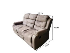 3-Seater Sofa with Soft Brown Fabric Upholstery (1)