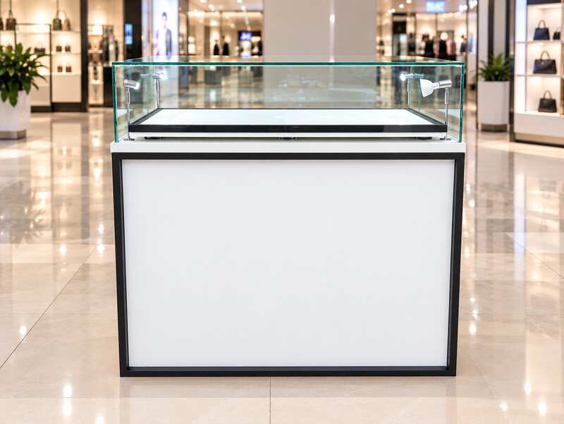 White glass display cabinet with 2 storage compartments (3)