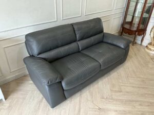 2-Seater Genuine Leather Sofa (Contact Areas), Dark Grey (1)