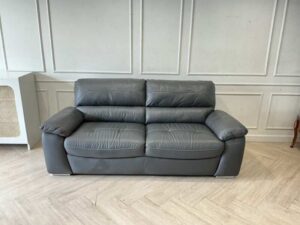 2-Seater Genuine Leather Sofa (Contact Areas), Dark Grey (1)