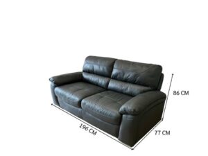 2-Seater Genuine Leather Sofa (Contact Areas), Dark Grey (1)