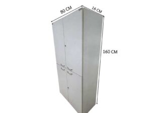 Tall white wooden filing cabinet with 4 hinged doors