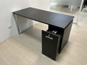 Office Desk with Elevated Metal Leg Design and Filing Cabinet – Black (1)