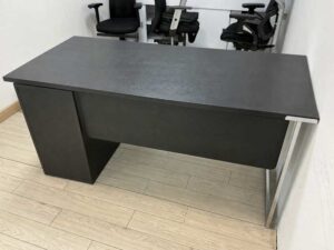 Office Desk with Elevated Metal Leg Design and Filing Cabinet – Black (1)