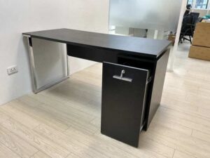 Office Desk with Elevated Metal Leg Design and Filing Cabinet – Black (1)