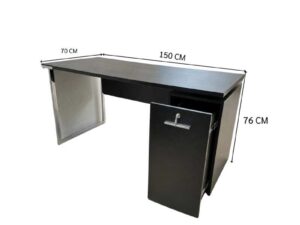 Office Desk with Elevated Metal Leg Design and Filing Cabinet – Black (1)