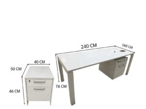 White-top office desk + under-desk pedestal – sold as a set (33)